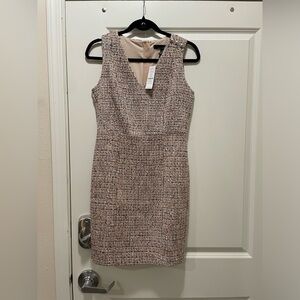 White House Black Market tan multicolored tweed dress
